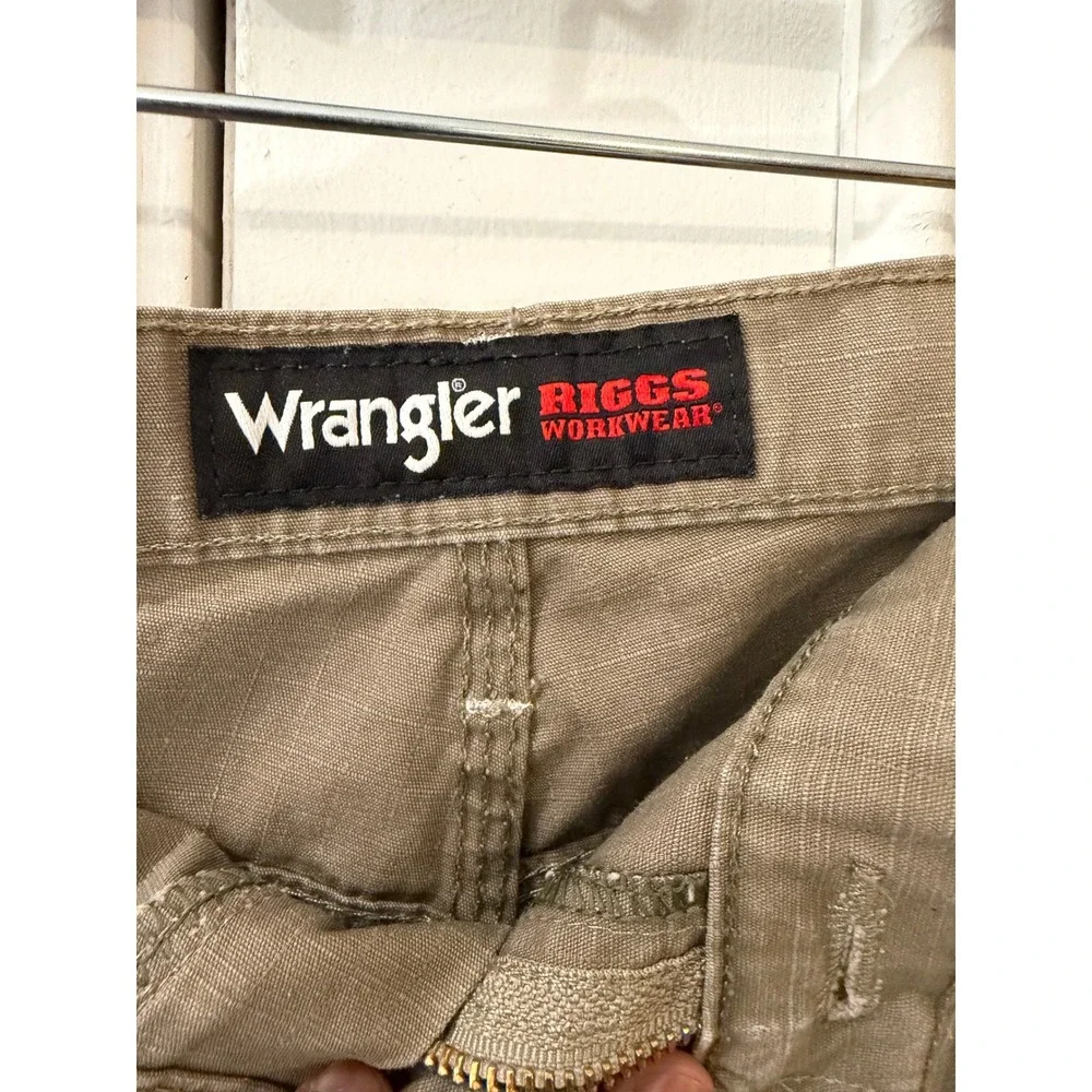 Wrangler Riggs Workwear Carpenter Pants Tan Ripstop Utility Trousers Mens